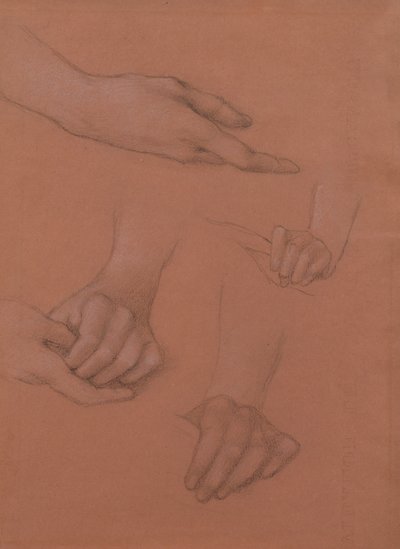 Studies van handen voor het portret van Mary Gaskell door Edward Burne Jones