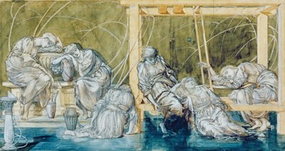 Studie voor De Tuin Hof, uit de Briar Rose Serie door Edward Burne Jones