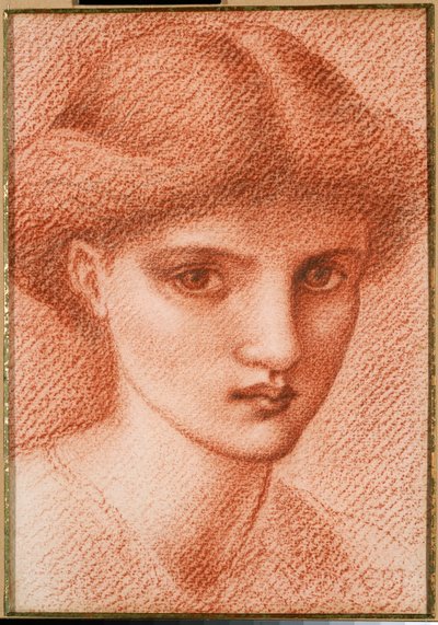 Studie van een meisjeshoofd door Edward Burne Jones