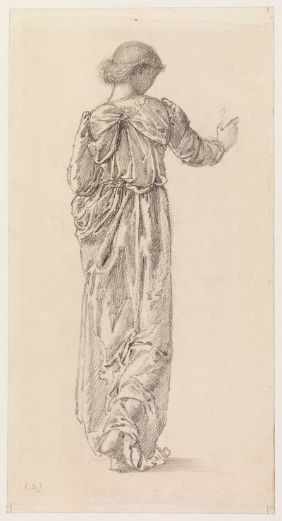 Studie van een gedrapeerde vrouwelijke figuur voor "De Kranswevers", 1866 door Edward Burne Jones