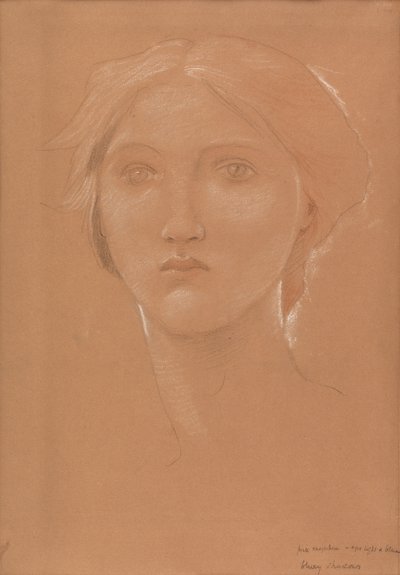 Studie van het hoofd van Margaret Burne-Jones voor 