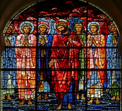De Hemelvaart, 1885-1897 (glas-in-lood) door Edward Burne Jones