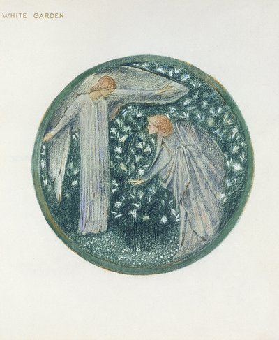 Het Bloemenboek: XXXIV. Witte Tuin, 1905 door Edward Burne Jones