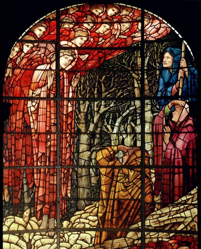 De Geboorte Raam (detail) De Herders door Edward Burne Jones