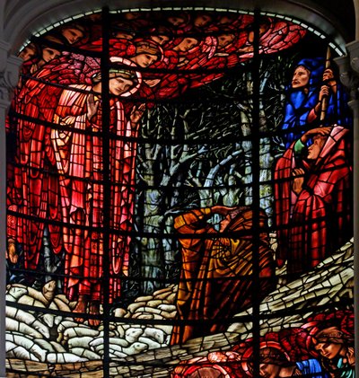 De Geboorte en de Aankondiging aan de Herders, 1885-1897 (glas-in-lood) door Edward Burne Jones