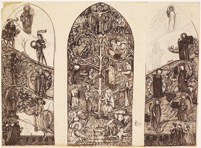 De boom van Jesse, ontwerp voor glas-in-lood in Waltham Abbey, geproduceerd door Powell & Co., 1860 door Edward Burne Jones