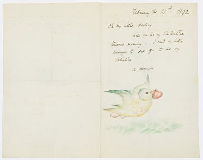 Valentijn, brief aan de kleindochter van de kunstenaar, Angela Thirkell, 13 februari 1892 door Edward Burne Jones