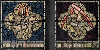 Symbolen van de Evangelisten, Sint Lucas en Sint Johannes door Edward Coley and Dearle Burne Jones