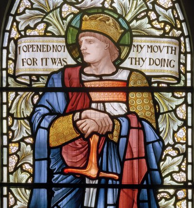 Koning Ethelbert (detail) door Edward Coley and Dearle Burne Jones