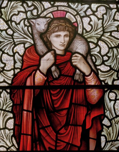 De Goede Herder (detail) door Edward Coley and Dearle Burne Jones