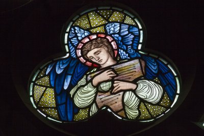 Wilden, Allerheiligen, Morris & Co., Edward Burne-Jones, John Henry Dearle (1859-1932), Engelen met Dulcimer, Engel Muzikanten door Edward Coley and Dearle John Henry  Burne Jones