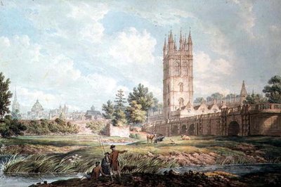 Magdalen College en Brug, Oxford, vanaf de Rivier door Edward Dayes