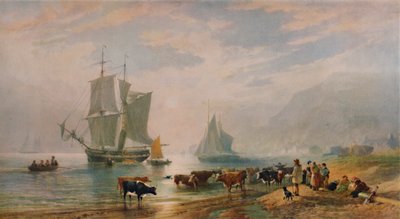 Een zomeravond: vee aan land brengen, 1858, 1935 door Edward Duncan