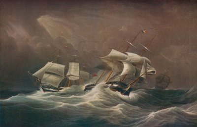 H.M.S. Indefatigable in gevecht met de Franse Droits-De-LHomme, 1797, 1829 door Edward Duncan