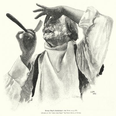 Man die zich scheert (litho) door Edward Ertz