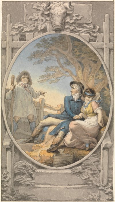 Ontwerp in kleur voor een ex libris door Edward Francis Burney