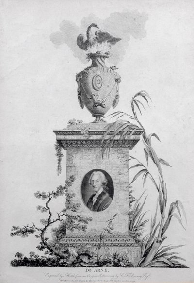 Dr. Thomas Augustine Arne, gegraveerd door James Heath, 1793 door Edward Francis Burney