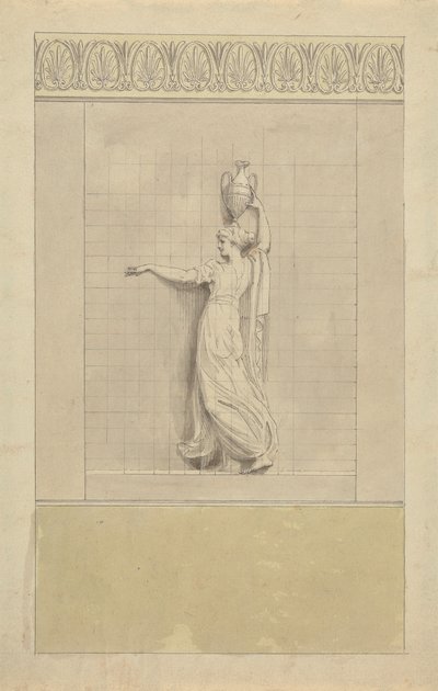 Vrouwelijke figuur met waterkruik op haar hoofd door Edward Francis Burney