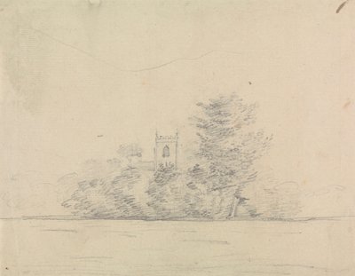 Landschap met kerk door Edward Francis Burney