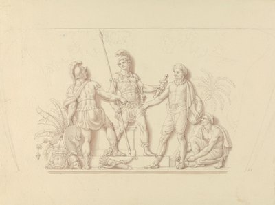 Wapens in handen van de Indianen geven door Edward Francis Burney