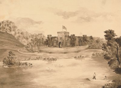 Rivierlandschap met Kasteel door Edward Francis Burney