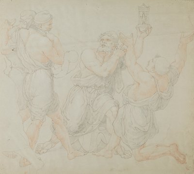 Studie voor de figuren van Demitrius en twee arbeiders door Edward Francis Burney
