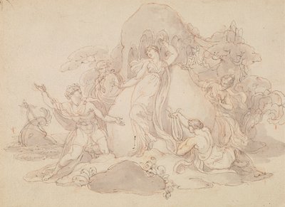 Telemachus en Mentor Landen op het Eiland van Calypso door Edward Francis Burney