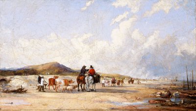 De zandduinen oversteken naar de markt van Swansea, ca. 1850s door Edward Francis Drew Pritchard