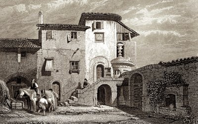 Verblijfplaats van Lord Byron 1811 (gravure) door Edward Francis Finden