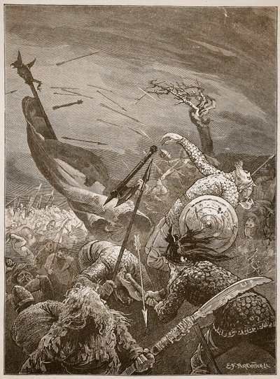 Dood van Harold in de Slag bij Hastings, illustratie uit 
