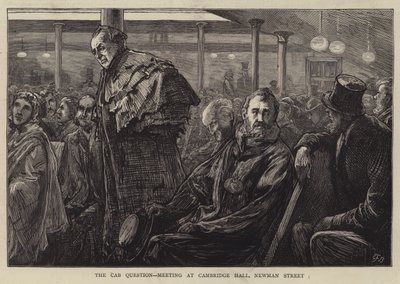 De Taxi Vraag, Bijeenkomst in Cambridge Hall, Newman Street door Edward Frederick Brewtnall