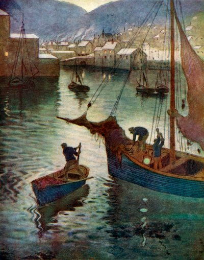 De haven, Polperro, Cornwall, 1924-1926 door Edward Frederick Ertz