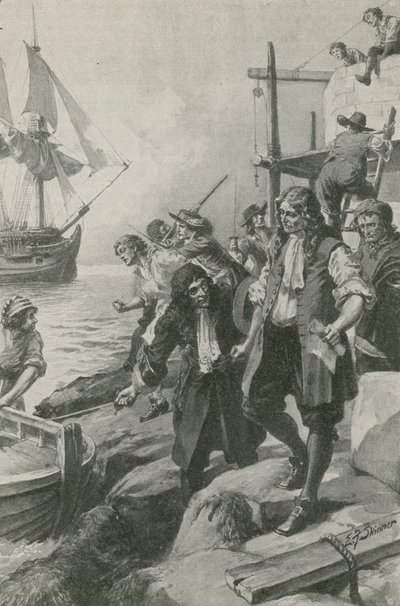 Winstanley ontvoerd door piraten (litho) door Edward Frederick Skinner