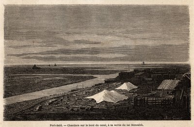 Scheepswerven van Port Said, aan de rand van het Suezkanaal door Edward Grenet