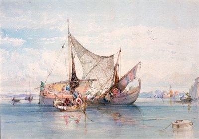 Boten op een Noord-Italiaans Meer door Edward Harper