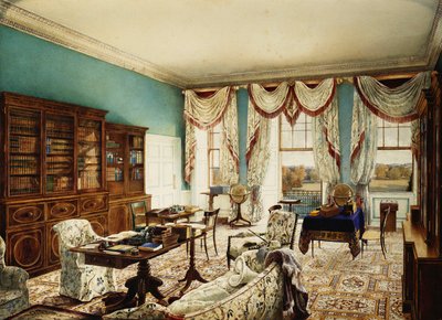 De bibliotheek, Binfield, Berkshire, met uitzicht over het park door Edward Hassell