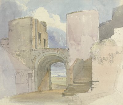 Poort bij Bamburgh Castle door Edward Hastings