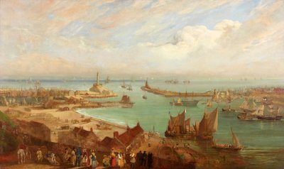 Sunderland Haven vanaf Roker, ca. 1850-1855 door Edward Hastings