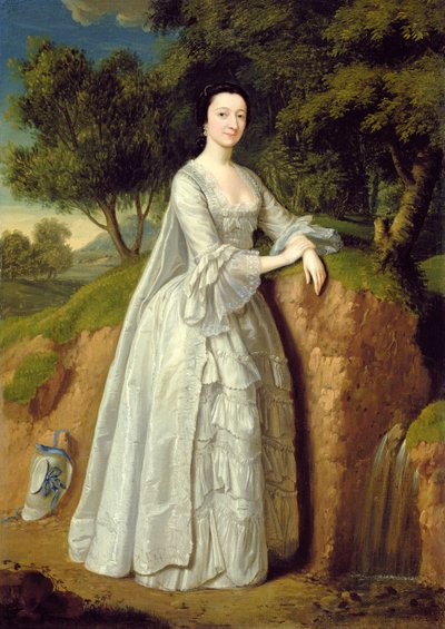 Elizabeth Montague in een bebost landschap, ca. 1750 door Edward Haytley