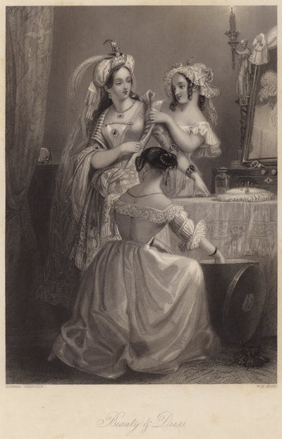 Schoonheid en Kleding (gravure) door Edward Henry (after) Corbould