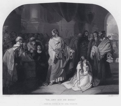 "Ga, en zondig niet meer" (gravure) door Edward Henry (after) Corbould