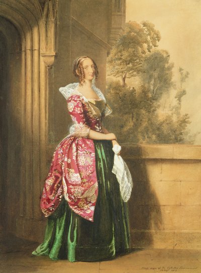 Een dame in haar kostuum gedragen op het Eglington-toernooi, 1839 door Edward Henry Corbould