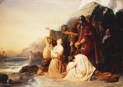 De Britten betreuren het vertrek van het laatste Romeinse legioen, 1843 door Edward Henry Corbould