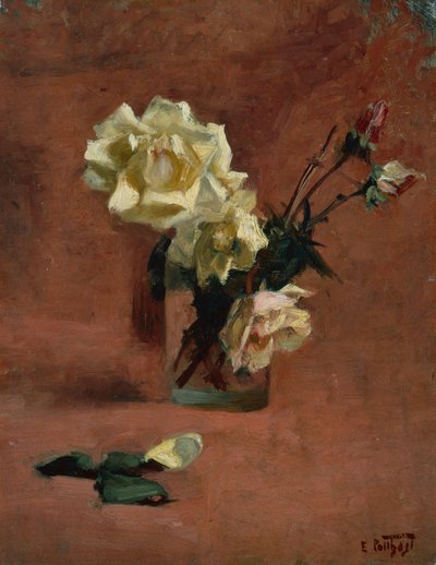 Stilleven met rozen in een glas door Edward Henry Potthast