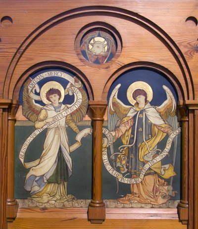 Garstang, St Thomas, Shrigley & Hunt (1873-1982), Edward Holmes Jewitt (1849-1929), Engel Reredos, c.1877 door Edward Holmes Jewitt