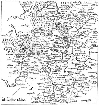 Een kaart van Stratford-upon-Avon en de omliggende gebieden, 1610, 1885 door Edward Hull