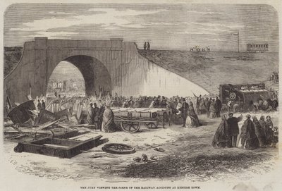 De Jury bekijkt de Plaats van het Spoorwegongeluk in Kentish Town door Edward Hull