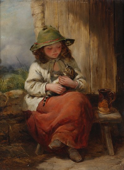 Kind met Katje door Edward John Cobbett