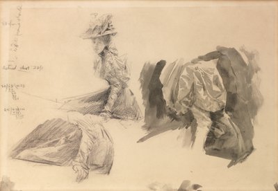 Schetsen van een vrouw voor Boulters Lock, Zondagmiddag door Edward John Gregory
