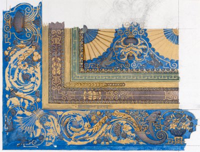 Ontwerp voor het centrale plafond van de biljartkamer in Wortley Hall door Edward John Poynter
